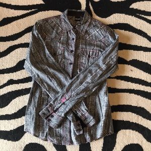 CRUEL GIRL snakeskin button down western shirt
